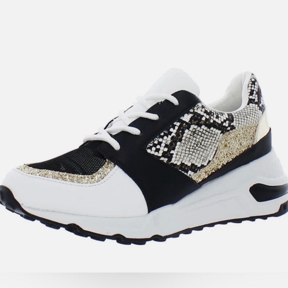 Black Boomer Glitter Multi Color Snake Print Steve Madden Sneakers - size 7
